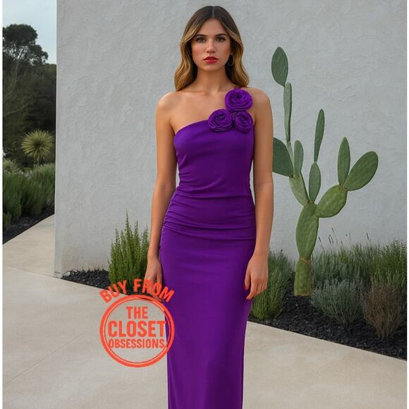 MANGO Blogger Fave Asymmetric Midi Dress 💜✨ NWT - Picture 3 of 16